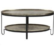 PTMD Kae Gold Oval Alu Black Iron Coffee Table 2 Layers