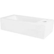 Wastafel vierkant kraangat rechts 46x26,5x11 cm wit keramiek ML-Design