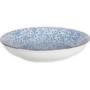 Clayre & Eef Soepbord  Ø 20x4 cm Blauw Keramiek Rond Bloemen Soepkom