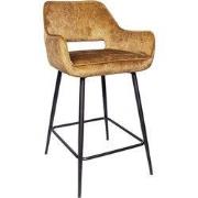PTMD Fal LOW Velvet Rust Bar Stool Black Metal Leg - set van 2