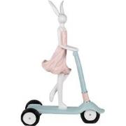 Clayre & Eef Beeld Konijn 62 cm Wit Roze Polyresin Paasdecoratie