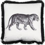 Clayre & Eef Sierkussen  45x45 cm Zwart Wit Synthetisch Vierkant Tijge...