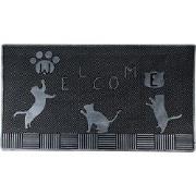 Clayre & Eef Deurmat  75x45 cm Zwart Rubber Rechthoek Katten Mat