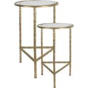 Clayre & Eef Bijzettafel Set van 2  Ø 35 Ø 30 cm Goudkleurig Ijzer Gla...