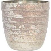 Clayre & Eef Theelichthouder  Ø 13x13 cm Beige Glas Rond Waxinelichtho...