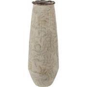 Clayre & Eef Vaas  Ø 14x40 cm Groen Beige Keramiek Bladeren Decoratie ...