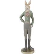 Clayre & Eef Beeld Konijn 20 cm Beige Groen Polyresin Paasdecoratie