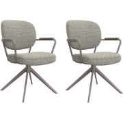 LABEL51 Eetkamerstoel Basel - Truffel grijs - Boucle - set van 2