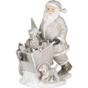 Clayre & Eef Beeld Kerstman 12x8x15 cm Zilverkleurig Polyresin Kerstde...