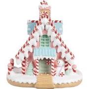 Clayre & Eef Gingerbread house 16x13x15 cm Roze Kunststof Peperkoekhui...