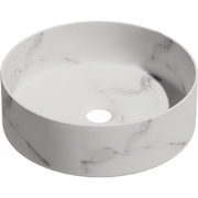 Keramische ronde opbouw waskom Calacatta ?36cm wit marmer