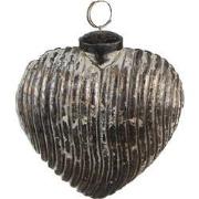 Clayre & Eef Kerstbal  11x5x12 cm Grijs Glas Hartvormig Kerstdecoratie