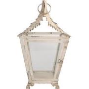 Clayre & Eef Lantaarn 26x26x47 cm Beige IJzer Glas