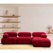 Modulaire XXL hoekbank Bubble met hocker - velvet rood