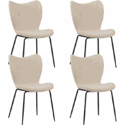Set van 4 Eetkamerstoelen Sia Beige Bouclé Stof - Zonder Armleuningen