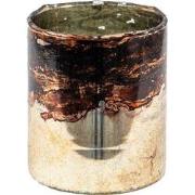 Clayre & Eef Theelichthouder  Ø 11x13 cm Goudkleurig Bruin Glas Rond W...