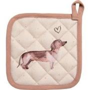 Clayre & Eef Pannenlap  20x20 cm Beige Katoen Vierkant Teckel Afgiet P...