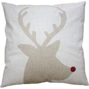 Clayre & Eef Kussenhoes  45x45 cm Beige Bruin Polyester Hert Sierkusse...