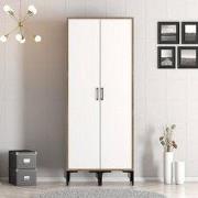 Kledingkast Kumsal SS Walnoot Wit Melamine 80x47,5x201,4 cm