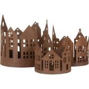 Clayre & Eef Decoratie Beeld Set van 3 Huis  Ø 16/ Ø 11 / Ø 10 cm Brui...