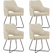 Set van 4 Eetkamerstoelen Suzy Beige Stof - Met Armleuning