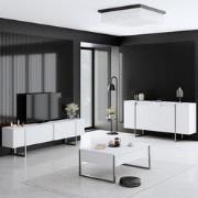 Meubelset Wit Luxe - Salontafel + TV Meubel + Dressoir Luxe - Zilver F...