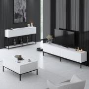 Meubelset Wit Lord - Salontafel + TV Meubel + Dressoir - Zwart Frame