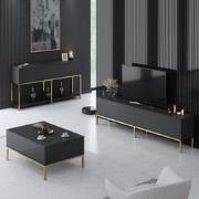 Meubelset Antraciet Lord - Salontafel + TV Meubel + Dressoir - Gouden ...