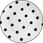 Clayre & Eef Dinerbord  Ø 26 cm Wit Zwart Porselein Rond Stippen Eetbo...