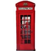 Clayre & Eef Wanddecoratie  30x75 cm Rood Wit Ijzer Telephone Muurdeco...