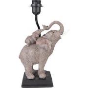 Clayre & Eef Lampenvoet  Olifant 21x14x36 cm Grijs Bruin Kunststof Lam...