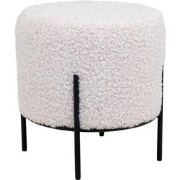 QUVIO Teddy poef – Teddy - Rond – Wit