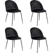 QUVIO Zwarte eetkamer stoel Lowen - Fluweel - Staal - Zwart - Set van ...