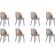 QUVIO Eetkamerstoelen Lola - Polyester - Staal - Grijs - Set van 8