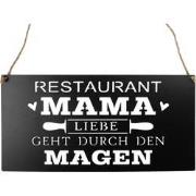 Clayre & Eef Tekstbord 40x20 cm Zwart Metaal MAMA