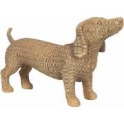 Clayre & Eef Decoratie Beeld Hond 39x14x24 cm Bruin Kunststof