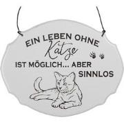 Clayre & Eef Tekstbord 18x15 cm Wit Metaal Kat