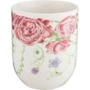 Clayre & Eef Mok  100 ml Roze Porselein Rond Bloemen Theemok
