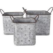 Clayre & Eef Planthouder  20x20x24 cm Grijs Bruin Metaal Bloemen Bloem...