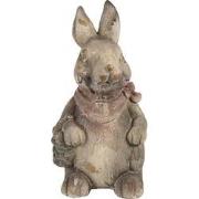 Clayre & Eef Decoratie Beeld Konijn 41 cm Grijs Bruin Keramisch materi...