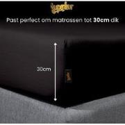 Superieur Hoeslaken - 180x200 cm - Zwart - 100% katoen