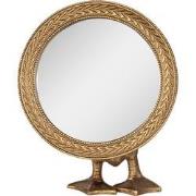 Clayre & Eef Tafelspiegel 13x6x16 cm Goudkleurig Kunststof Glas Rond