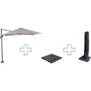 Zweefparasol Hawaii S - met voet en hoes - Zand - 250 x 250 cm