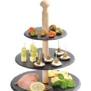 Etagere 3 Laags - Leisteen & Bamboe hout - Hoge kwaliteit - Etagere - ...