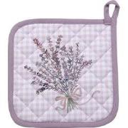 Clayre & Eef Pannenlap 20x20 cm Paars Wit Katoen Lavendel