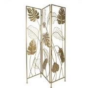 Clayre & Eef Kamerscherm  124x2x181 cm Goudkleurig Ijzer Bladeren Kame...