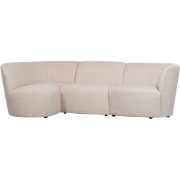 WOOOD Coco 3-Zits Ronding Links - Bouclé - Creme - 70x230x138