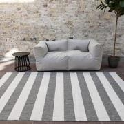 Buitenkleed Stripes Grijs/Wit dubbelzijdig Grijs,Wit - Polypropyleen -...