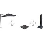 Zweefparasol Hawaii S - met voet en hoes - Zwart - 250 x 250 cm