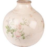 Clayre & Eef Vaas  Ø 25x25 cm Roze Beige Keramiek Bloemen Decoratie Va...